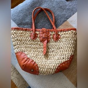 Straw and leather tote. Mint condition